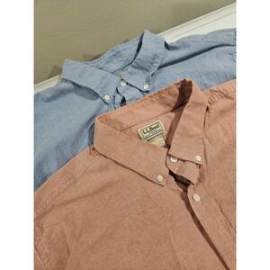LL Bean Slightly Fitted Short Sleeve Button Down Shirt XL-Reg Poly Cotton Blend
